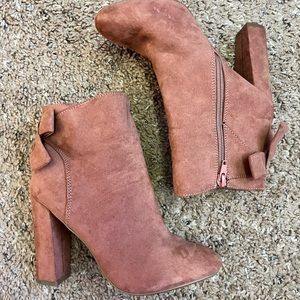 Pink heeled booties